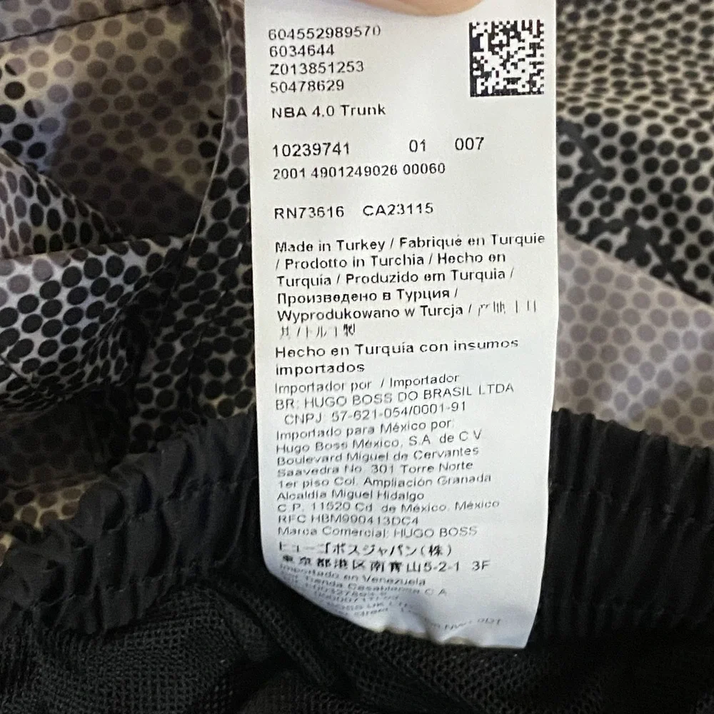 BOSS x NBA 4.0 quick-drying swim shorts Men's Large Black Gray lined